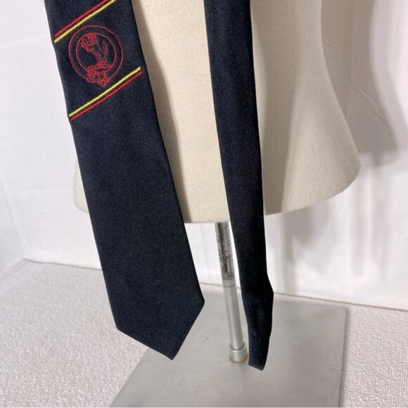 Vintage Black With Red Embroidered Lion Neck Tie - Picture 10 of 10